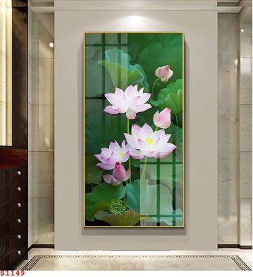 File gốc Tranh cửu ngư quần hội sen cá S1149 (in lụa) họa tiết 3D