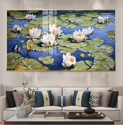 File tranh Tranh cửu ngư quần hội sen cá S1173 (ảnh gốc) in trần nhà