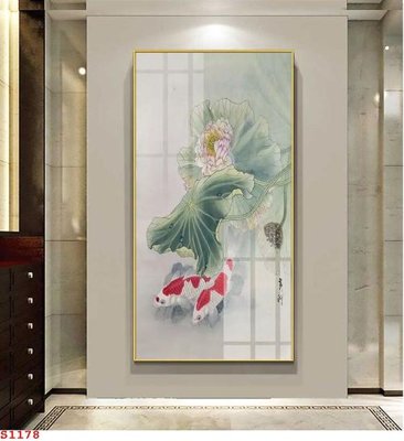 Tải file Tranh cửu ngư quần hội sen cá S1178 (gốc) làm tranh treo tường