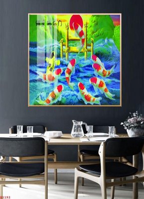 Hình ảnh file gốc Tranh cửu ngư quần hội sen cá S1192 cho in UV