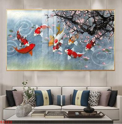 Download file Tranh cửu ngư quần hội sen cá S1222 (chuẩn in) Tranh cửu ngư quần hội sen cá S1222