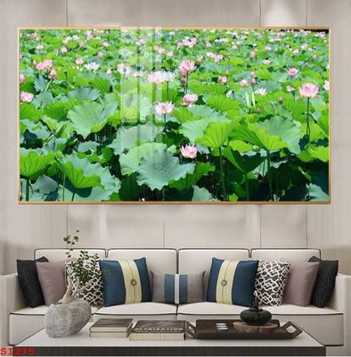 File in ấn Tranh cửu ngư quần hội sen cá S1275 (bản gốc) sắc nét