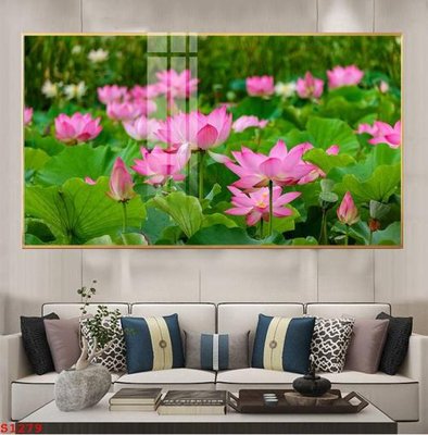 File gốc Tranh cửu ngư quần hội sen cá S1279 (in lụa) tranh mã đáo