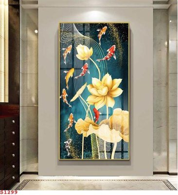 File tranh Tranh cửu ngư quần hội sen cá S1299 (gốc) chủ đề tĩnh vật