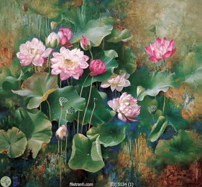 Tải file Tranh cửu ngư quần hội sen cá S134 (gốc) in nhanh