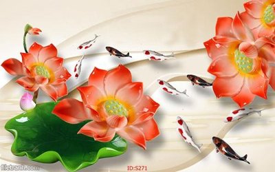 File in ấn cao cấp Tranh cửu ngư quần hội sen cá S271 (file gốc)