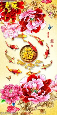 Tải file Tranh cửu ngư quần hội sen cá S274 (gốc) chủ đề tâm linh