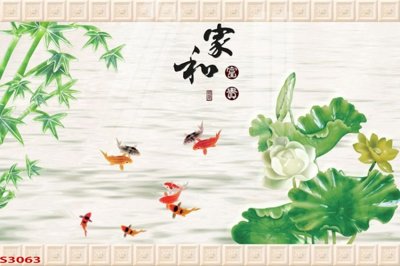 Tải về file tranh gốc Tranh hoa sen cá cửu ngư quần hội S3063 (để in quảng cáo)