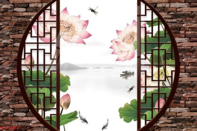 Download file Tranh hoa sen cá cửu ngư quần hội S3127 (chất lượng in ấn)