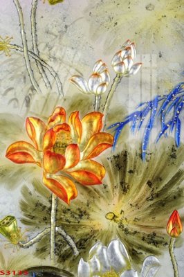 File tranh Tranh hoa sen cá cửu ngư quần hội S3135 (ảnh gốc) in trần xuyên sáng