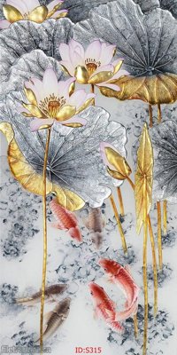 Tải file gốc Tranh cửu ngư quần hội sen cá S315 (in khổ lớn) không vỡ