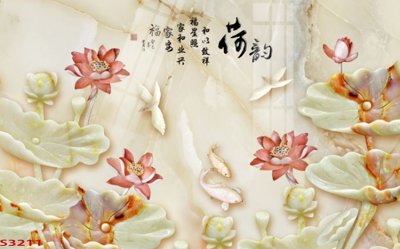 File gốc in ấn Tranh hoa sen cá cửu ngư quần hội S3211 chất lượng vượt trội