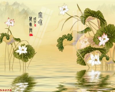 Tải file tranh gốc Tranh hoa sen cá cửu ngư quần hội S3274 chất lượng cao