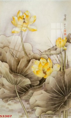 File gốc Tranh hoa sen cá cửu ngư quần hội S3307 (phong cách) tối giản