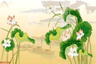 File gốc Tranh hoa sen cá cửu ngư quần hội S3315 (phiên bản chuẩn) để in ấn