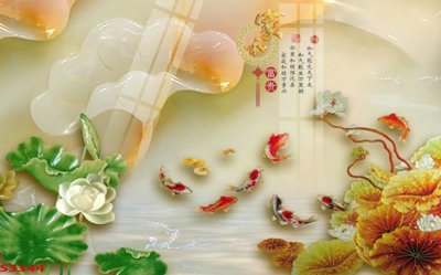 File PSD Tranh hoa sen cá cửu ngư quần hội S3344 (nguyên gốc) chất lượng cao