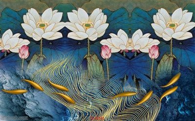 Mua file tranh gốc Tranh cửu ngư quần hội sen cá S341 tại Filetranh.com