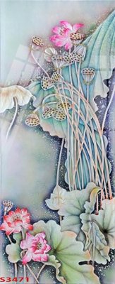 Tải file Tranh hoa sen cá cửu ngư quần hội S3471 (ảnh gốc) in gạch 3D