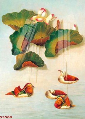 File tranh gốc Tranh hoa sen cá cửu ngư quần hội S3509 chủ đề hiện đại