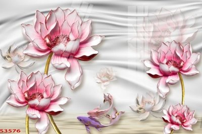 Download file Tranh hoa sen cá cửu ngư quần hội S3576 (gốc) cho xưởng in