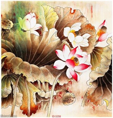 Tải file Tranh cửu ngư quần hội sen cá S358 (PSD) cho in tranh 3D