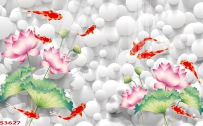 File tranh Tranh hoa sen cá cửu ngư quần hội S3627 (gốc) chủ đề tĩnh vật
