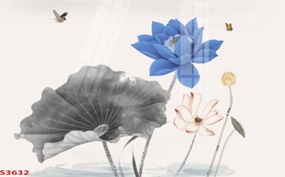 File tranh in trần Tranh hoa sen cá cửu ngư quần hội S3632 (ảnh gốc siêu nét)