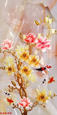 File tranh Tranh hoa sen cá cửu ngư quần hội S3640 (bản gốc) treo tường