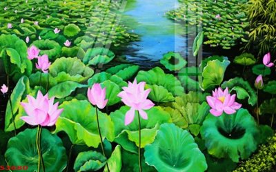 File gốc Tranh hoa sen cá cửu ngư quần hội S3680 (chuẩn CMYK) cho nhà in