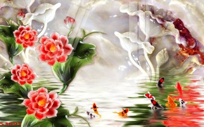 Tải file tranh gốc Tranh hoa sen cá cửu ngư quần hội S3691 chất lượng cao