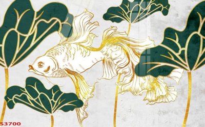 File in trần Tranh hoa sen cá cửu ngư quần hội S3700 (bản gốc) 5D