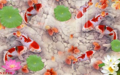 Tải về file tranh gốc Tranh hoa sen cá cửu ngư quần hội S3718 (để in quảng cáo)