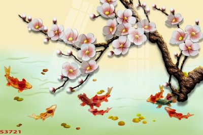 File ảnh Tranh hoa sen cá cửu ngư quần hội S3721 (gốc) in poster