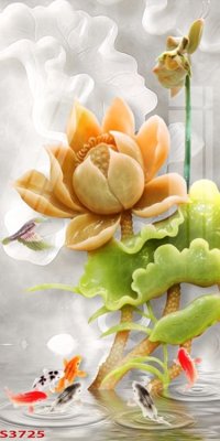 File tranh Tranh hoa sen cá cửu ngư quần hội S3725 (file gốc) chuẩn màu in