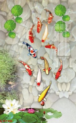 File ảnh Tranh hoa sen cá cửu ngư quần hội S3726 (gốc) in poster