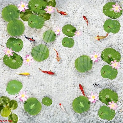 File tranh Tranh hoa sen cá cửu ngư quần hội S3730 (ảnh gốc) in trần nhà