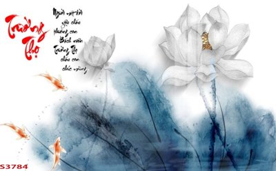 File tranh PSD Tranh hoa sen cá cửu ngư quần hội S3784 chất lượng cao