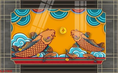 Chi tiết file tranh tráng gương Tranh hoa sen cá cửu ngư quần hội S3789 (ảnh gốc)