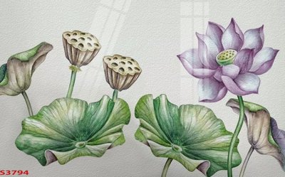 File gốc Tranh hoa sen cá cửu ngư quần hội S3794 (trang trí) phòng trẻ em