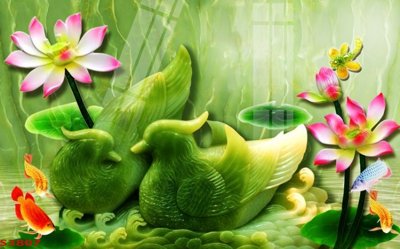 File tranh Tranh hoa sen cá cửu ngư quần hội S3807 (ảnh gốc) in trần xuyên sáng