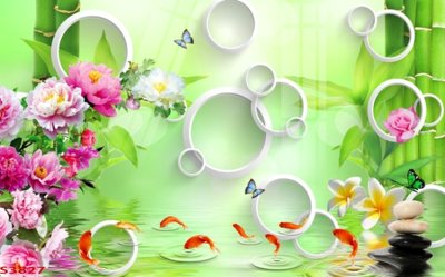 Tải file Tranh hoa sen cá cửu ngư quần hội S3827 (PSD) cho in tranh kính