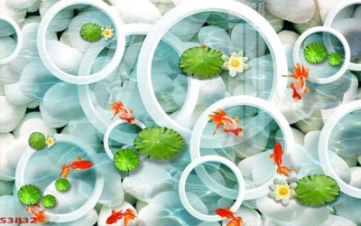 File in trần Tranh hoa sen cá cửu ngư quần hội S3832 (bản gốc) phong cảnh