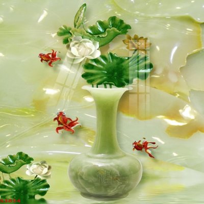 Download file gốc Tranh hoa sen cá cửu ngư quần hội S3854 (in lụa) nghệ thuật