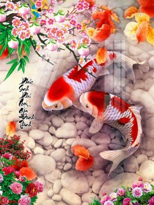 Tải xuống file tranh gốc Tranh hoa sen cá cửu ngư quần hội S3857 (PSD/TIFF)