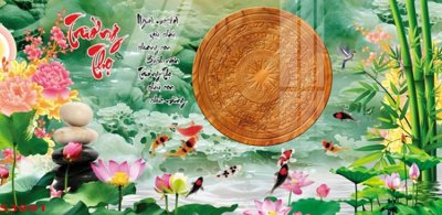 File tranh in mica Tranh hoa sen cá cửu ngư quần hội S3891 (độ phân giải cao)