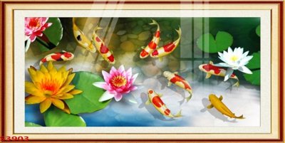 File gốc Tranh hoa sen cá cửu ngư quần hội S3903 (AI/EPS) cho in ấn