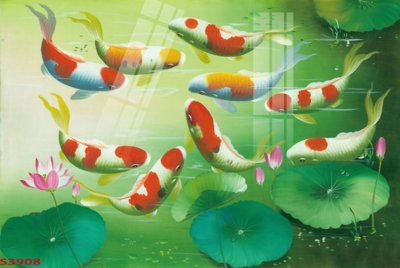 Tải file gốc Tranh hoa sen cá cửu ngư quần hội S3908 (bản PSD) còn layer