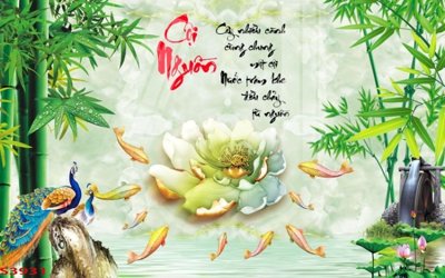 File tranh Tranh hoa sen cá cửu ngư quần hội S3931 (file gốc) chuẩn màu in