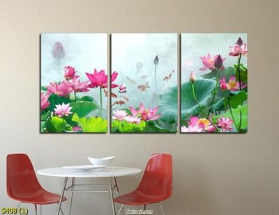 Download file Tranh cửu ngư quần hội sen cá S408 (gốc) in mica cao cấp