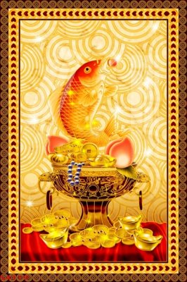 File tranh Tranh hoa sen cá cửu ngư quần hội S4119 (file gốc) chuẩn màu in